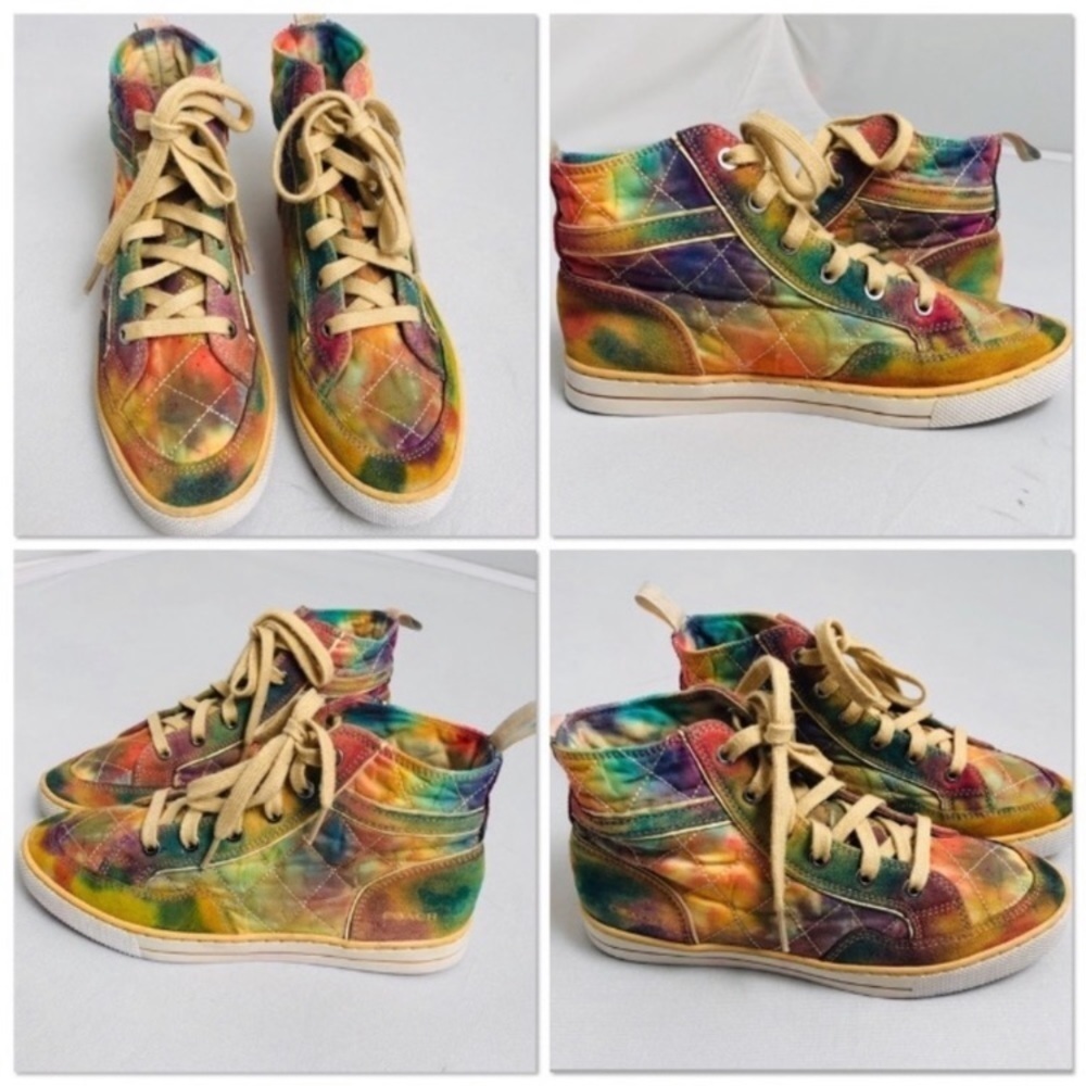 Coach multicolor custom dyed rainbow Pita Signature high top sneakers